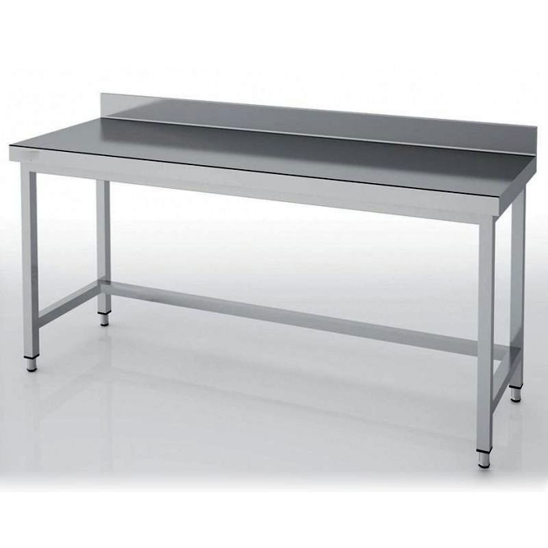 TABLE INOX ADOSSÉE 1600X700X950 MM AVEC ÉTAGÈRE