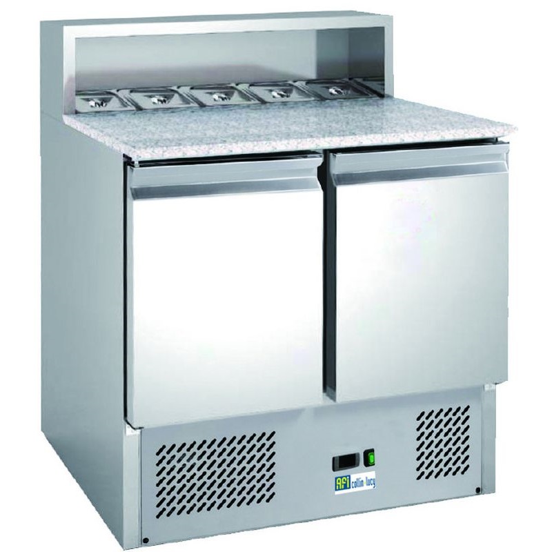 Saladette inox avec marbre - 2 portes