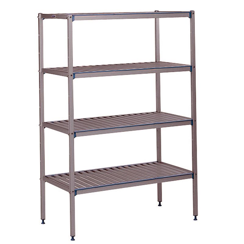 Rayonnage inox alimentaire lisse 4 niveaux. Etagere inox chambre